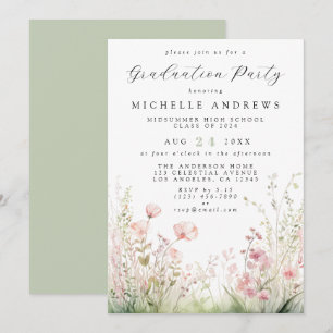 Delicate Wildflower Graduation Party Invitation