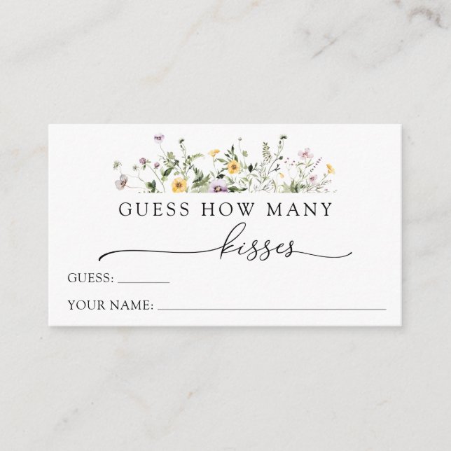 Delicate Wildflower Guess How Many Kisses Game Enclosure Card (Front)
