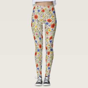 Delicate Wildflower Meadow Blooms Leggings
