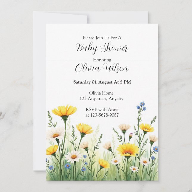 Delicate Wildflower Meadow Invitation (Front)