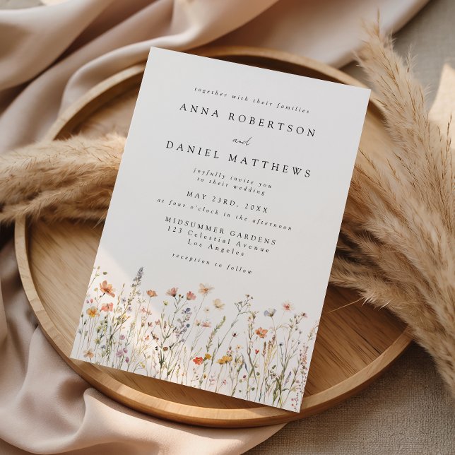 Delicate Wildflower Meadow Wedding Invitation (Creator Uploaded)