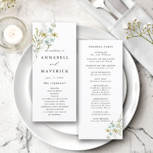 Delicate Wildflower Modern Boho Wedding Ceremony Program