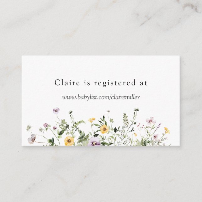 Delicate Wildflower Shower Registry Enclosure Card (Front)