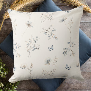 Delicate Wildflower Watercolor Pattern ID1102 Throw Pillow