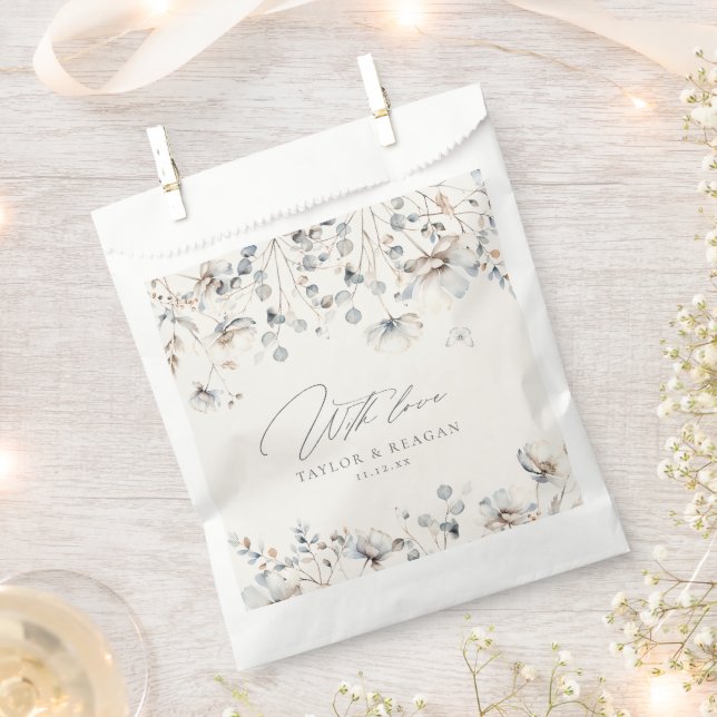 Delicate Wildflower Watercolor With Love ID1102 Favour Bag (Clipped)