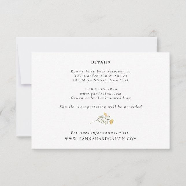 Delicate Wildflower Wedding Details Card (Front)