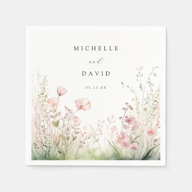 Delicate Wildflower Wedding Napkin (Front)
