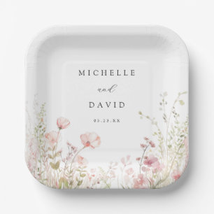 Delicate Wildflower Wedding Paper Plate