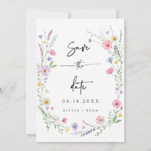 Delicate Wildflower Wedding Save the Date Card