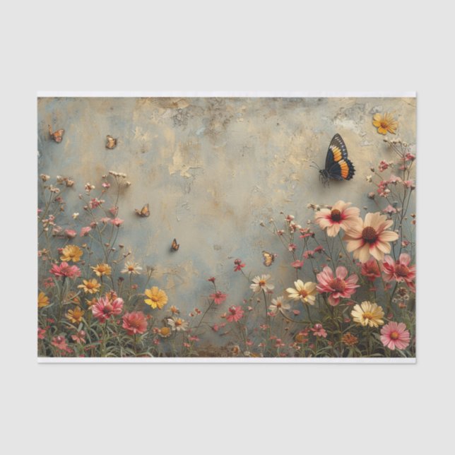 Delicate Wildflowers and a Butterfly Tissue Paper (Front)