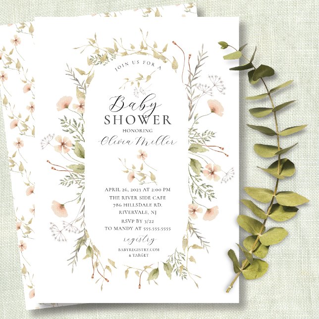 Delicate Wildflowers Baby Shower Invitation (Creator Uploaded)