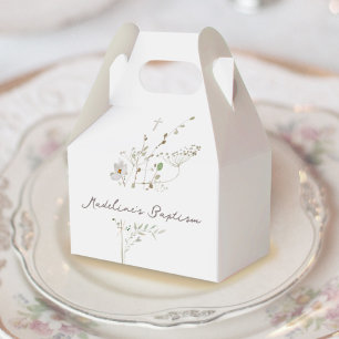 delicate wildflowers Baptism Favor Box
