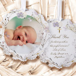 delicate wildflowers Baptism thank you  Ornament Card<br><div class="desc">Baptism thank you paper ornament</div>