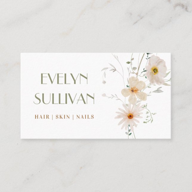 Delicate wildflowers business card (Front)