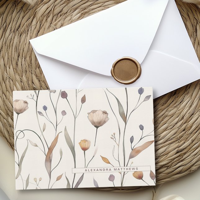 Delicate Wildflowers Custom Name or Text Card Set (Creator Uploaded)