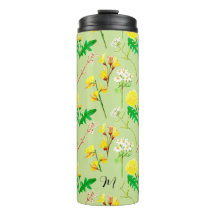 Delicate wildflowers in light green. Custom.