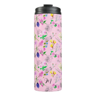Delicate wildflowers in light pink. Custom. Thermal Tumbler