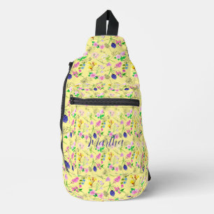 Delicate wildflowers in light yellow. Custom Sling Bag