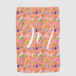 Delicate wildflowers in orange. Custom. Golf Towel