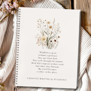 Delicate Wildflowers Inspirational Poem  Notebook