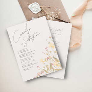 Delicate Wildflowers Ivory RSVP QR Code Wedding Invitation