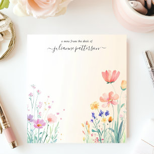 Delicate Wildflowers Meadow Personalized Name Notepad