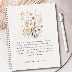 Delicate Wildflowers Motivational Quote  Notebook