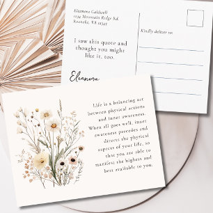 Delicate Wildflowers Motivational Quote Postcard