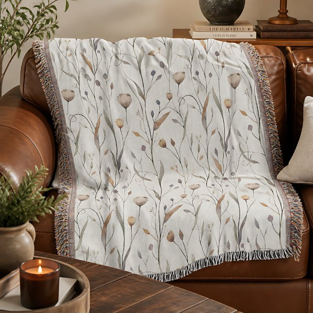 Delicate Wildflowers  Throw Blanket (Creator Uploaded)