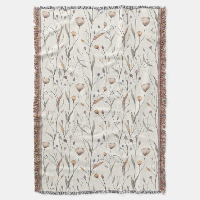 Delicate Wildflowers  Throw Blanket (Front Vertical)