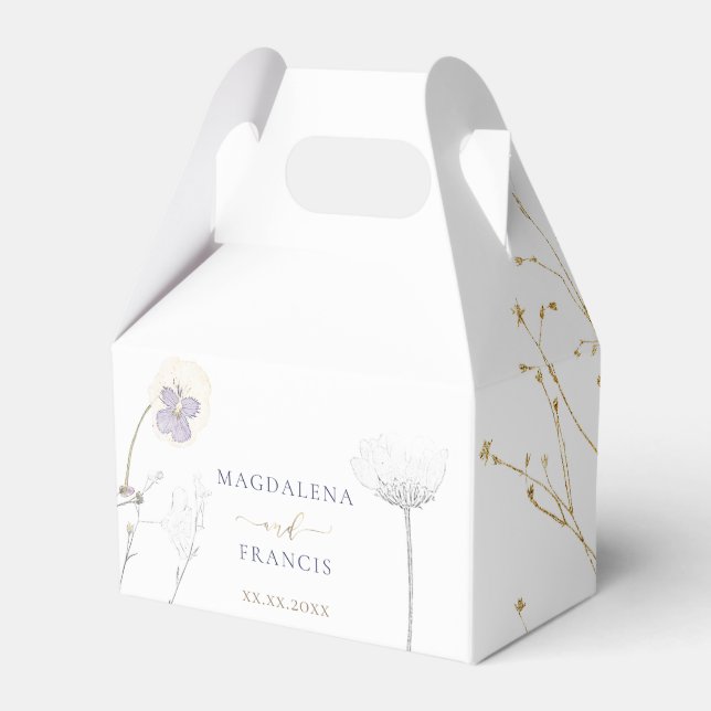 delicate wildflowers wedding favour box (Front Side)