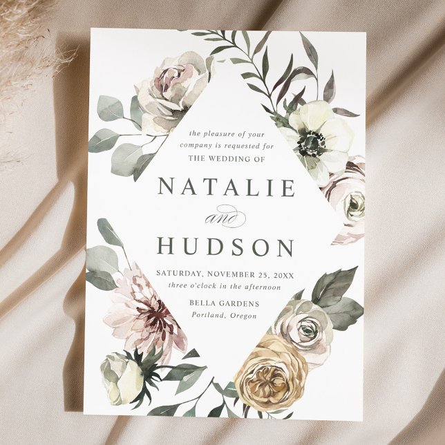 Delicate Winter Floral Frame Wedding Invitation (Creator Uploaded)
