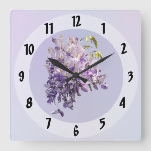 Delicate Wisteria Square Wall Clock