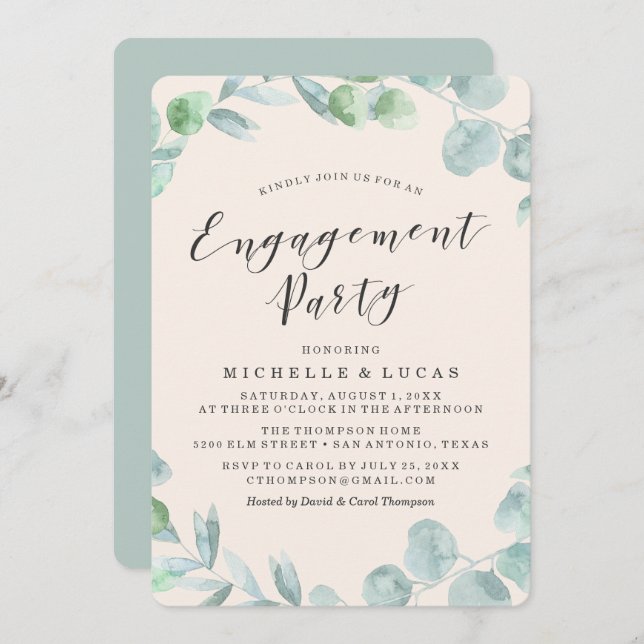 Delicate Wreath | Engagement Party Invitation (Front/Back)