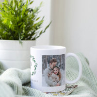 Delicate Wreath Greenery Custom Monogram Photo Mug