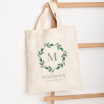Delicate Wreath Personalized Monogram Tote Bag<br><div class="desc">This lovely design can be customized to your favourite colour combinations. Makes a great gift! Find stylish stationery and gifts at our shop: www.berryberrysweet.com.</div>