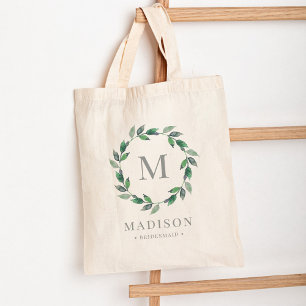 Delicate Wreath Personalized Monogram Tote Bag