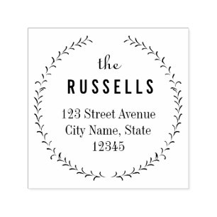 Delicate Wreath Personalized Rubber Stamp