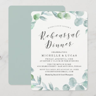 Delicate Wreath Rehearsal Dinner Invitation