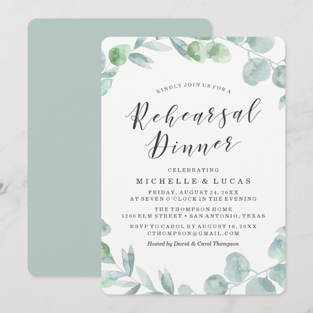 Delicate Wreath | Rehearsal Dinner Invitation (Front/Back)