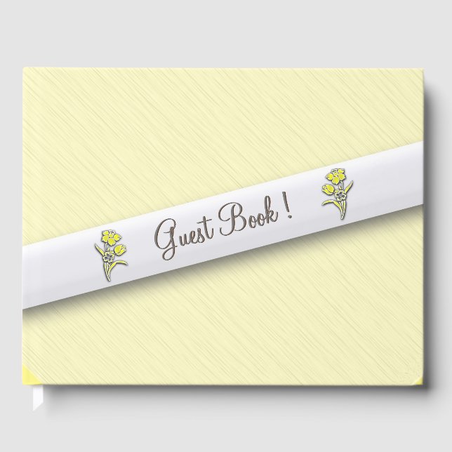 Delicate Yellow Daffodile Simplicity Guest Book (Front)