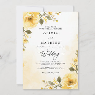 Delicate Yellow Floral Garden Wedding Invitation