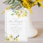 Delicate Yellow Floral Sage Green Summer Wedding Invitation<br><div class="desc">Delicate watercolor yellow flowers decorate this lovely summer afternoon wedding invitation. The garden wedding invite is accented with a gentle grey border and botanical leaves underneath the elegant sunny peonies. Floral and light,  perfect for an outdoor ceremony.</div>