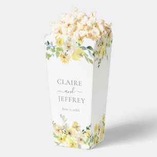 Delicate Yellow Floral Wedding Custom Popcorn Favor Box