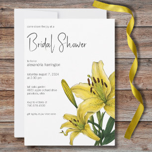 Delicate Yellow Lily Bridal Shower  Invitation