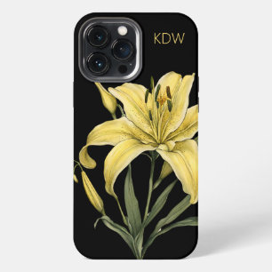 Delicate Yellow Lily Monogram iPhone 13 Pro Max Case