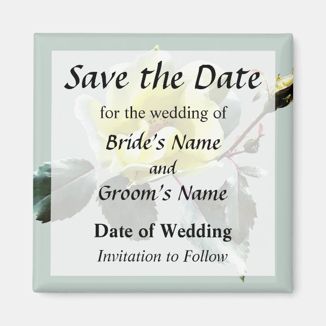 Delicate Yellow Rose Save the Date Magnet (Front)
