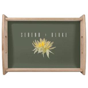 Delicate Yellow Sunflower Wedding Green Serving Tray