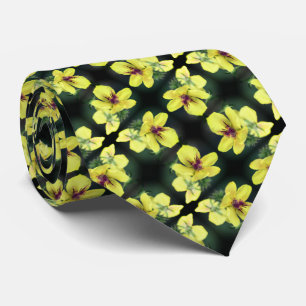 Delicate Yellow Wildflower Abstract Art Pattern   Tie