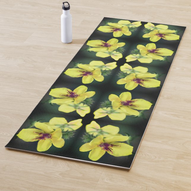 Delicate Yellow Wildflower Abstract Art Yoga Mat (In Situ)
